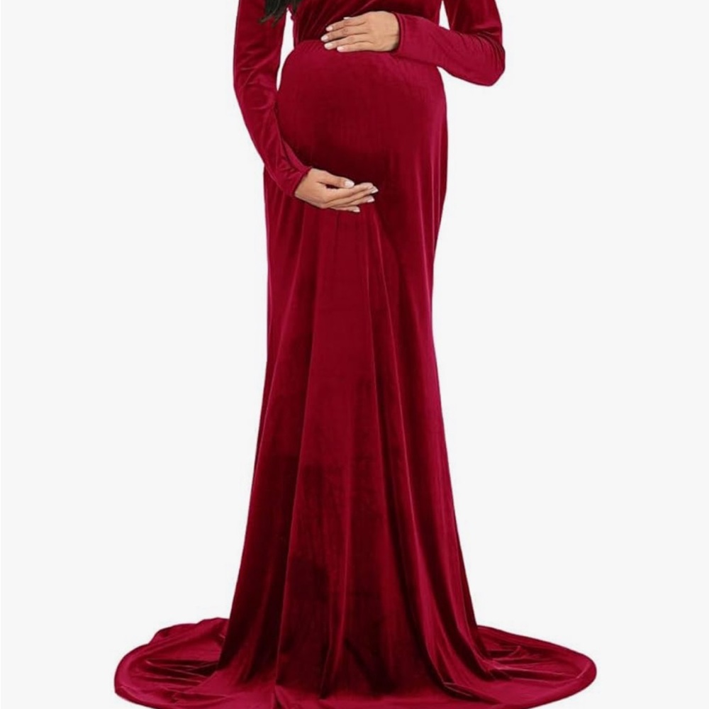 Elegant Red Maternity Gown